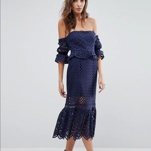 NWT Foxie Dox Pure Eyelet Off The Shoulder Dress